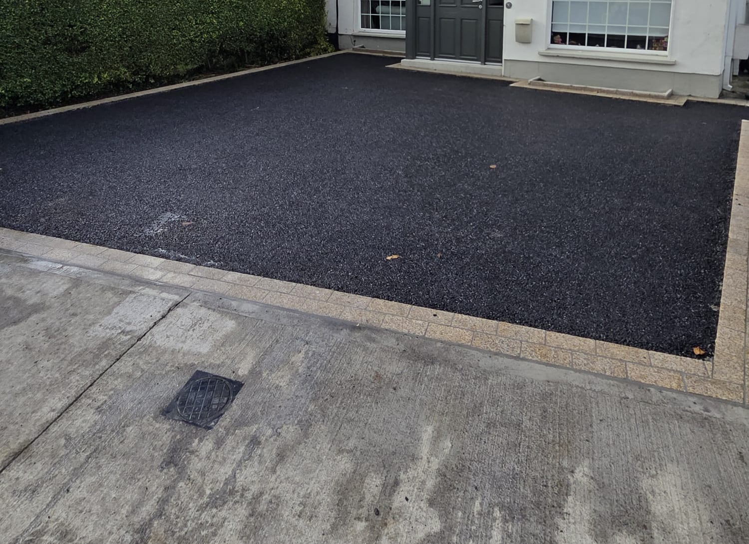 The new black base laid inside the granite border before the resin went down