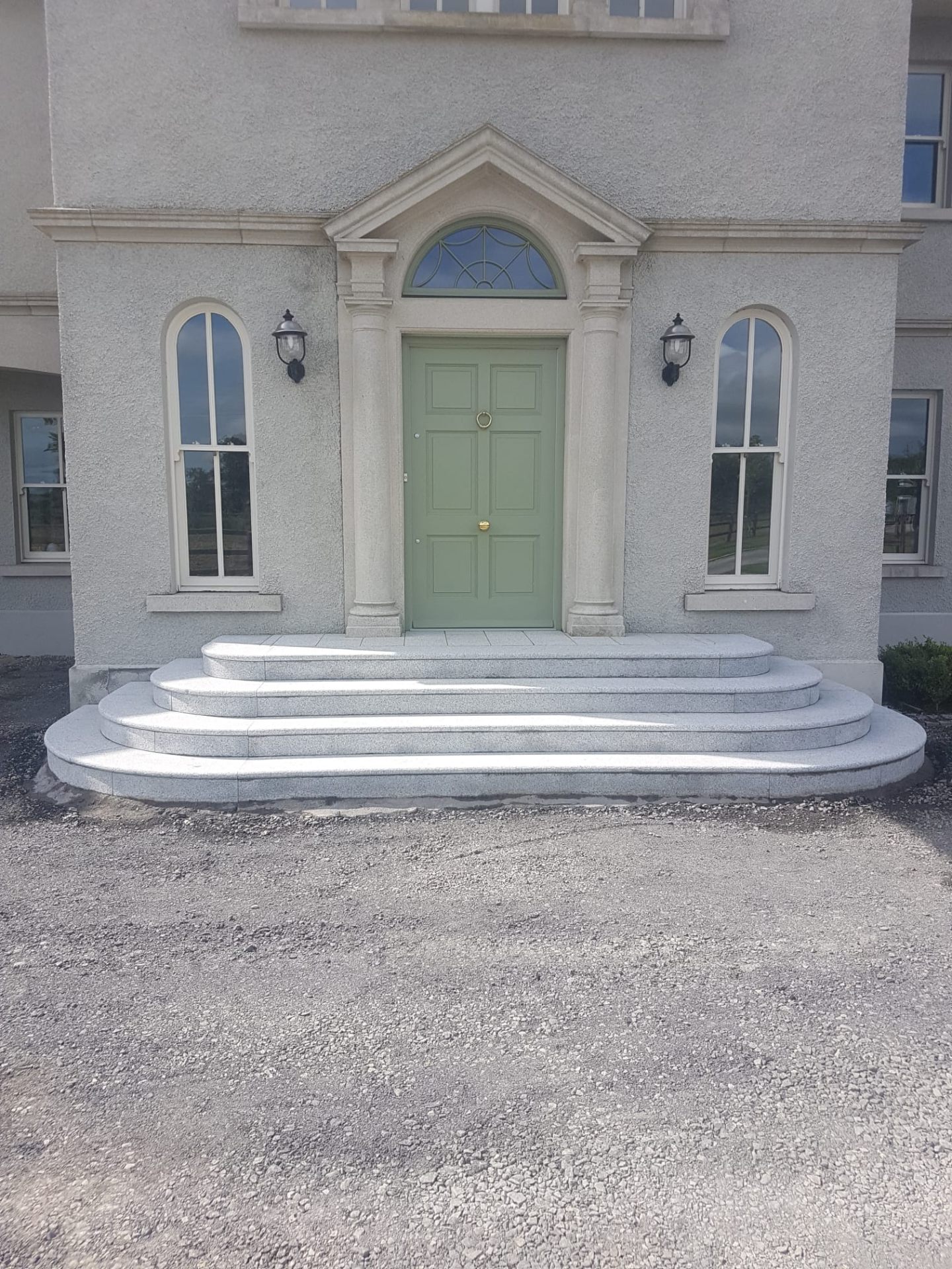 Granite steps and entrance paving